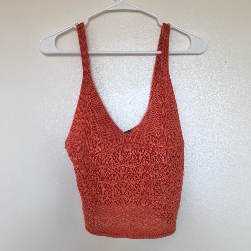 Forever 21 Burnt Orange Pointelle Sweater Knit Cami NWT